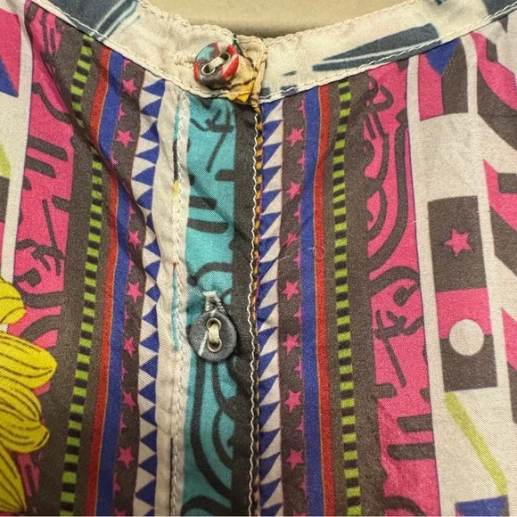 Johnny Was Theda Floral Tunic 100% SILK BOHO Chic Flowy Blouse Medium - Picture 5 of 10